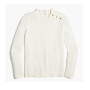 BLACK* J. Crew Factory Ruffle sweater with buttons BC568